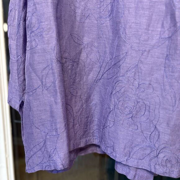 French Laundry Woman Purple Linen Silk Blend Button Up BlousePlus Size 2X - Picture 6 of 16